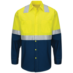 Red Kap Long Sleeve Hi-Visibility Color Block Work Shirt: Class 2 Level 2 - SY14