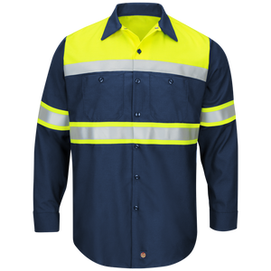 Red Kap Hi Visability LS Colorblock Ripstop Work Shirt - SY70